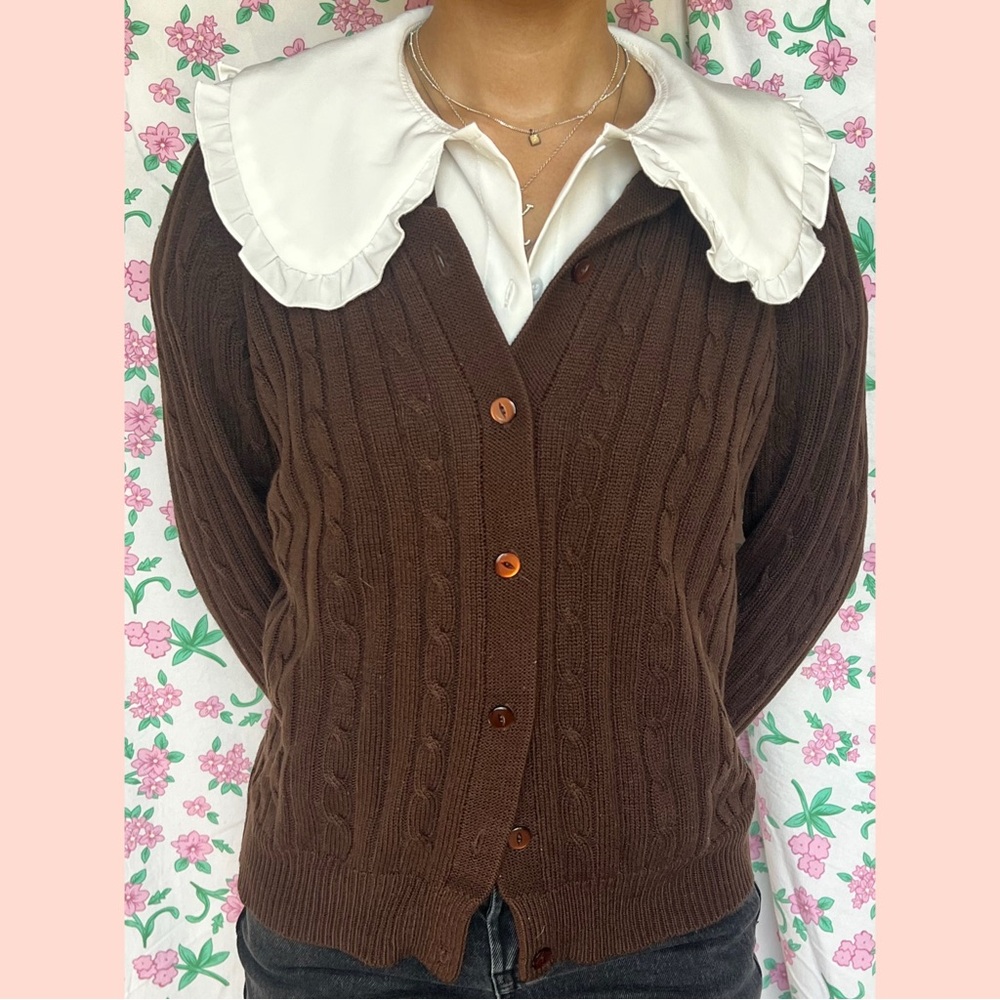 Northern Isles Brown Cable Knit Cardigan